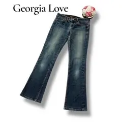 Georgia Love ジョージアラブ　レディース　セミフレアデニムパンツ　青