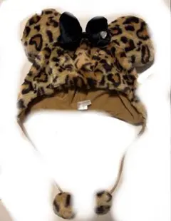 ディズニー　ファンキャップ手袋セット　ヒョウ柄　ブラウン