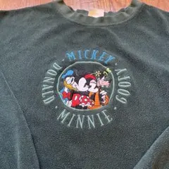 90s ディズニー ミッキーフレンズ 刺繍 フリース スウェット Sサイズ