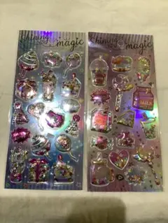 シャカシャカシール35☆2枚セット 立体シール　ホログラムシール　ぷっくりシール