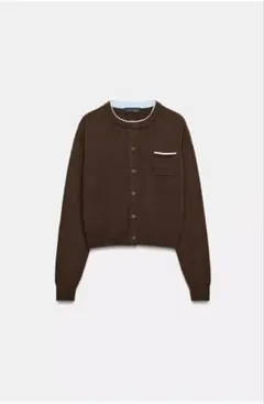 ZARA コントラストニットカーディガン