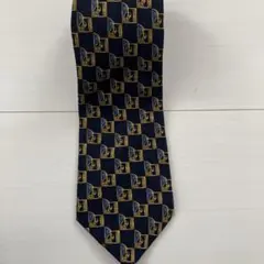 LANVIN ネイビー 幾何学模様 ネクタイ