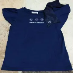メゾピアノ　ジュニア　Ｔシャツ　140　カットソー　紺　ネイビー　美品　リボン