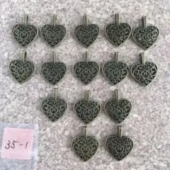 【35-1】模様のあるハートチャーム15個