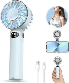 ハンディファン 携帯扇風機 12枚羽根 -16℃瞬間冷却　冷感プレート　首掛け