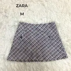 美品　ZARA ザラ　ツイード　ミニスカート M 台形スカートのサムネイル