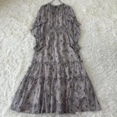 Apuweiser-riche✨新品タグティアードフレアワンピース　花柄　シアー