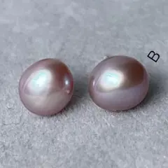 B天然バロック真珠ピアス　pearl 艶　小豆サイズ　s925 アメジストカラー