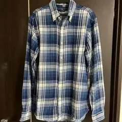 Ralph Lauren 青と白のチェック柄 ボタンダウンシャツ