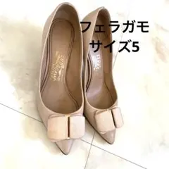 Salvatore Ferragamo パンプス ヴァラ リボン ベージュ　5のサムネイル