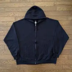Hanes ジップパーカー ブラック 無地 2XL