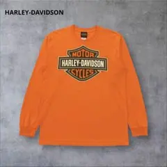 ハーレーダビッドソン 両面プリントロンT ロングスリーブTシャツ オレンジ M