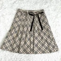 バーバリー ブルーレーベル ミニスカート ノバチェック ベルト付き リボン