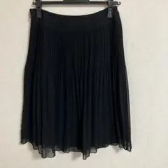 Reflectブラック シフォン フレアスカート ひざ丈 9号