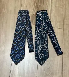 ネクタイ 2本セット レトロ　昭和　シンプル　スーツ　幾何学模様　ヴィンテージ