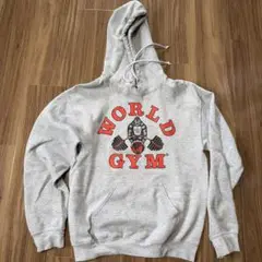 WORLD GYM フード付きパーカー Sサイズ グレー