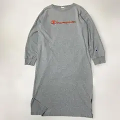 Champion チャンピオン ロゴ刺繍 ロングスリーブTシャツワンピース L