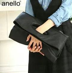 anello ブラック クラッチバッグ　合皮ハンドバッグのサムネイル