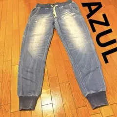 AZUL メンズデニム調ジョガーパンツ スウェット生地