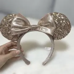 ディズニー カチューシャ ピンクゴールドスパンコール ミッキーミニー