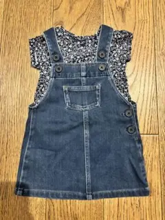 デニムジャンバースカート 80サイズ　Tシャツ付