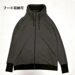 フード付き ジップアップパーカー ジャージ メンズ ハイネック 2way M-L