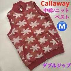 Callaway キャロウェイ　レディース　総柄　中綿　ニット　ベスト　M