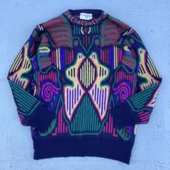 vintage ニット　セーター　カラフル　レトロ　古着