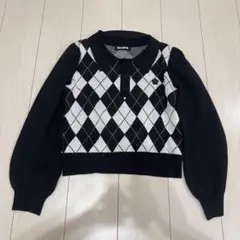 GANNI アーガイル柄 長袖ポロニット グレー Sサイズ - メルカリ