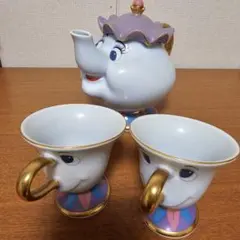 미사용 東京ディズニーランド 美女と野獣 ポット夫人＆チップ ティーセット