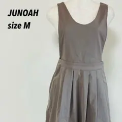 JUNOAH ジュノア バックVネック ジャンパースカート ワンピース グレーM
