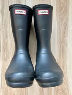 HUNTER ブラック ショートレインブーツ UK6 25cm