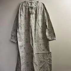 幾何学模様 長袖ロングワンピース　オレンジ