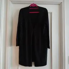 Leilian　レリアン　黒の長袖カーディガン　サイズ13プラス　レース付き