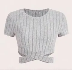 SHEIN クロップド丈 半袖ニット グレーのサムネイル