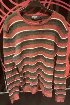 【90s〜ラルフローレン】300円スタート!! ウール100% ボーダーニット