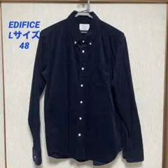 EDIFICE エディフィス　コーディロイ　シャツ　L ネイビー