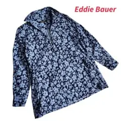 長袖花柄ネイビー