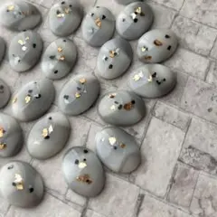 20個/オーバルカボション・マーブニュアンスデザイン(グレー)