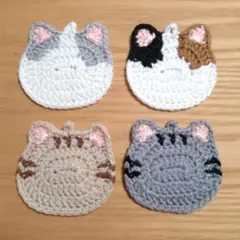 ねこ　アクリルたわし　⑤　エコたわし　コースター　アクリルタワシ