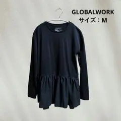GLOBAL WORK ヘビロッTEE アソート切り替えプルオーバー ブラック