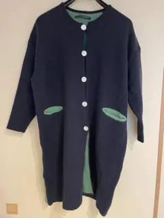 NATURAL LAUNDRY 2 長袖ロングカーディガン ネイビー・グリーン