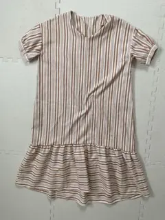 ストライプ 半袖シャツ フレア裾