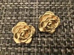 美品　ローズイヤリング　ビンテージイヤリング　刻印あり　マットゴールド　推し活