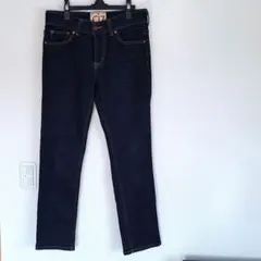 C17 ダークブルー デニム　エドウィン　Ｌ　大きめ　ストレッチ　スリムフィット