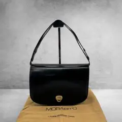 MORABITO 本革 ショルダーバッグ 2way フラップ ゴールド金具 黒