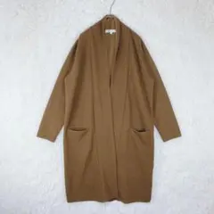【グローブ】レディース ロング 長袖カーディガン M ブラウン オープンフロントのサムネイル