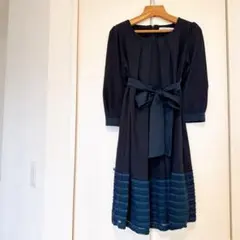 【マタニティ/授乳服】ネイビー Aライン 授乳服 7分袖