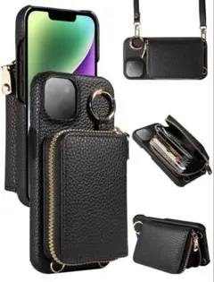 ブラック ショルダーケース iPhone用　17Pro
