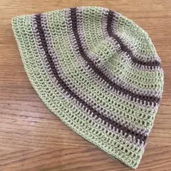 コットン バケットハット クロシェハット クラッシャーハット 手編みバケハ211